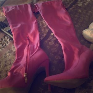 Thigh high boots pink